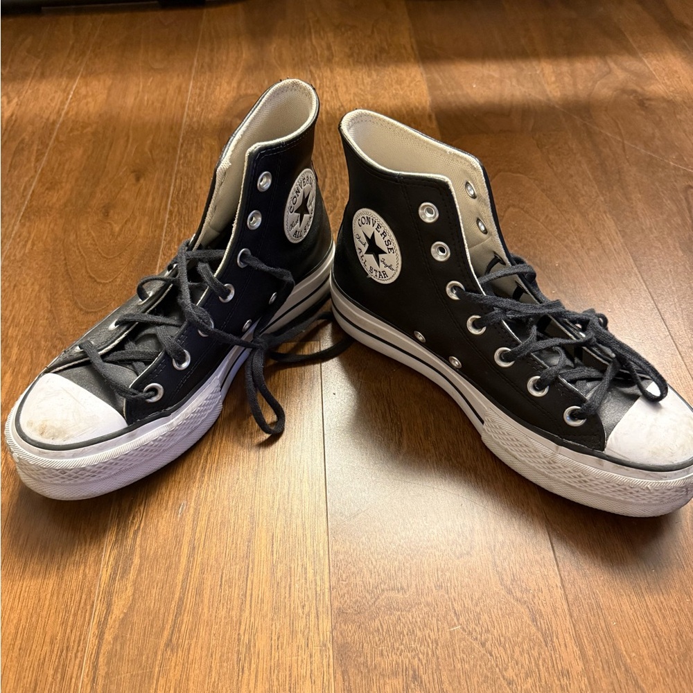 Converse Chuck Taylor Black and White High-Top Sneakers Leather